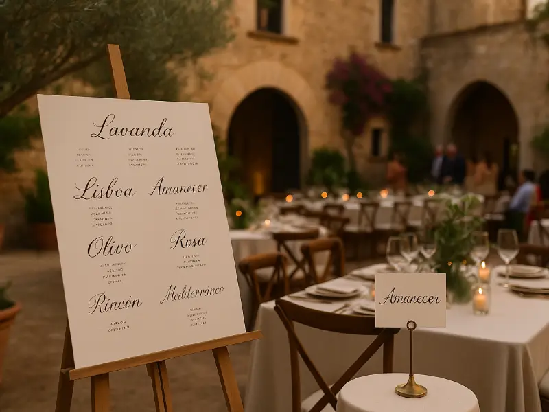 Nombres para mesas de boda